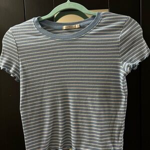 Light Blue and White Striped Tee